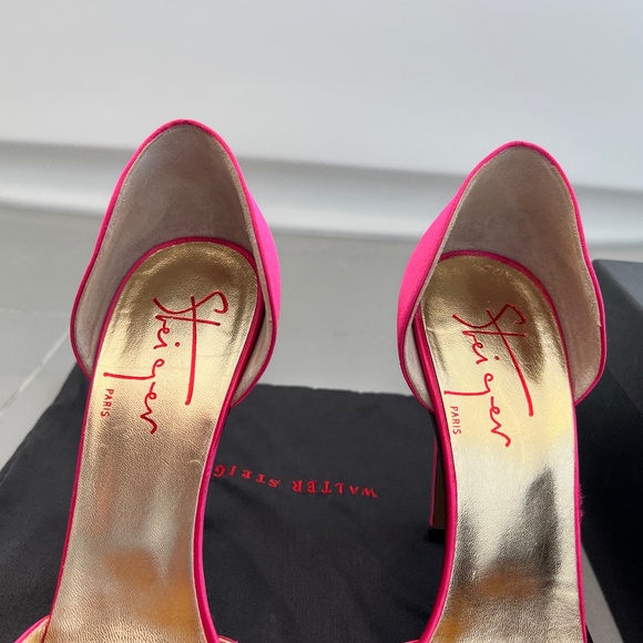 Hot Pink Walter Steiger Paris Satin Heels. - Picture 8 of 12